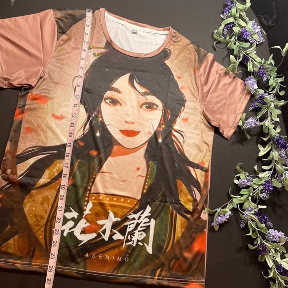 Disney Inspired Mulan Warrior Princess Women's Tan Short Sleeve Blouse - Picture 6 of 8